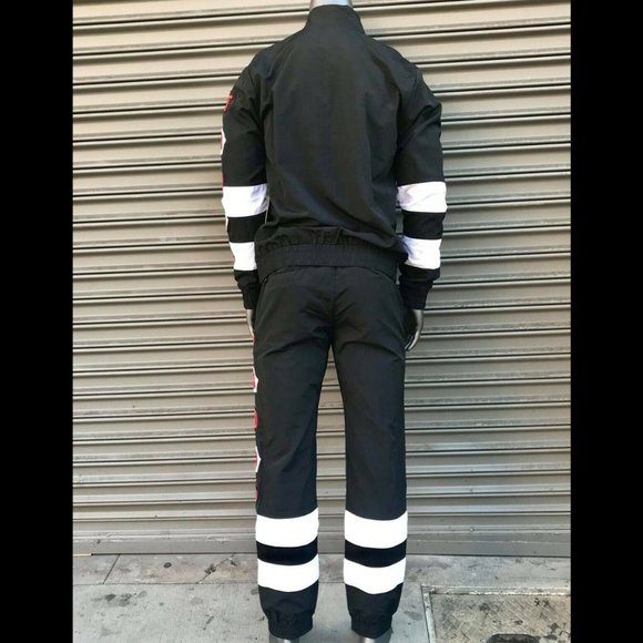 Men's Troop Black White Windbreaker Casual Tracksuit - Picture 3 of 6